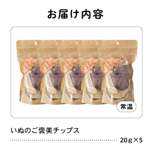 【6か月定期便】いぬのご褒美チップス20g×5袋 ペットフード 犬 無添加 おやつ 美味しい ご褒美 ドッグフード いぬ 犬用 いぬ用 愛犬用 R030-029