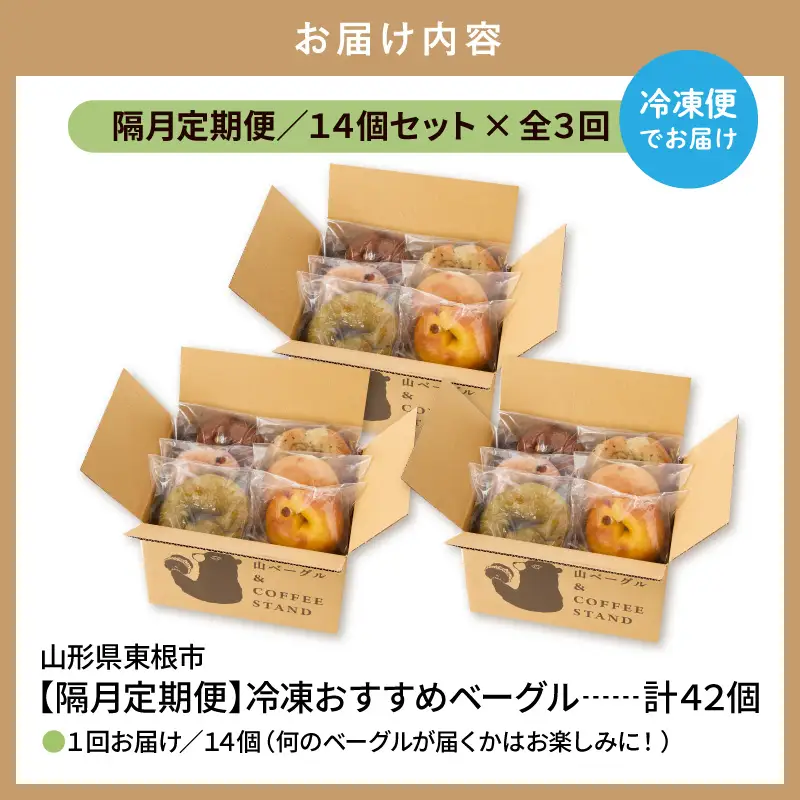 【隔月定期便】おすすめベーグル 14個×3回 詰め合わせ ベーグル