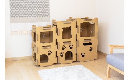 持ち運び・組み立て簡単！段ボール製キャットタワー『にゃんこベース』サイズ：中