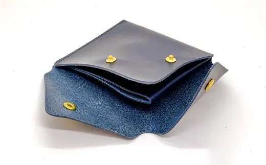 渋沢栄一翁 コンパクト財布 （ ネイビー ） コンパクト フランス革 財布 小物 牛革 革 革製品 収納 収納品
