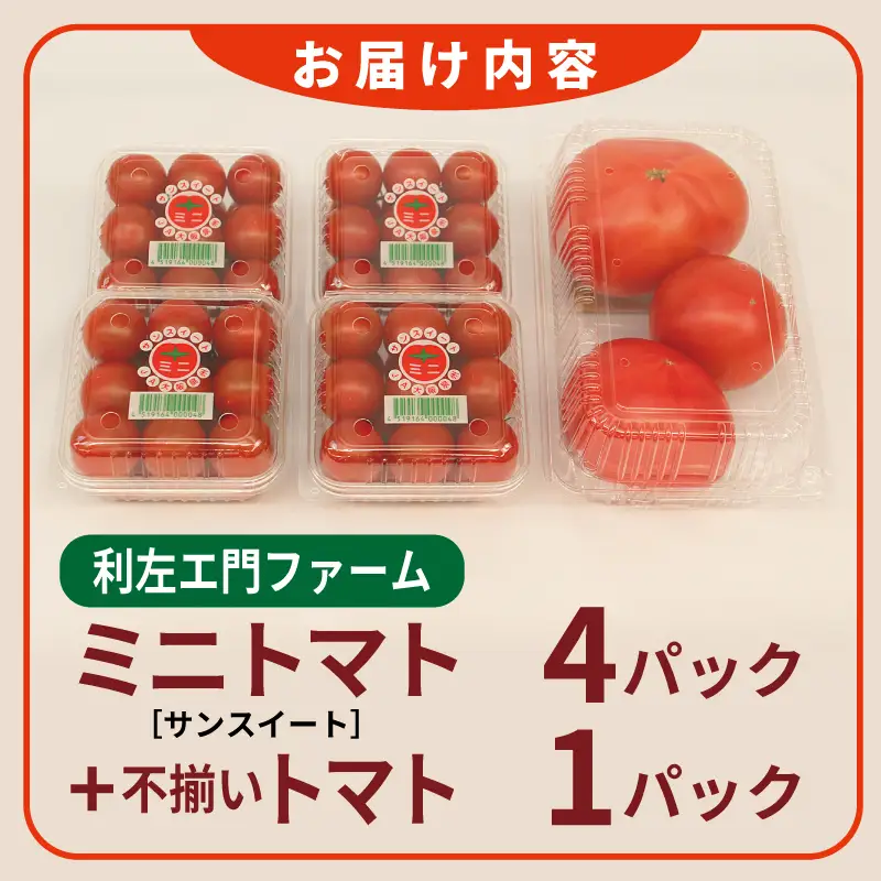 泉州産 新鮮ミニトマト 4パック+不揃いトマト1パック