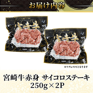 宮崎牛 赤身 サイコロステーキ(計500g・250g×2) お肉 牛肉 黒毛和牛 宮崎牛 ブランド和牛 冷凍 国産 サイコロ 赤身 ステーキ 宮崎県産 【YM-23】【YAMATO株式会社】
