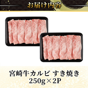 宮崎牛 カルビカット すき焼き (計500g・250g×2) すき焼き お肉 牛肉 黒毛和牛 宮崎牛 ブランド和牛 冷凍 国産 宮崎県産 カルビ バラ 【YM-33】【YAMATO株式会社】