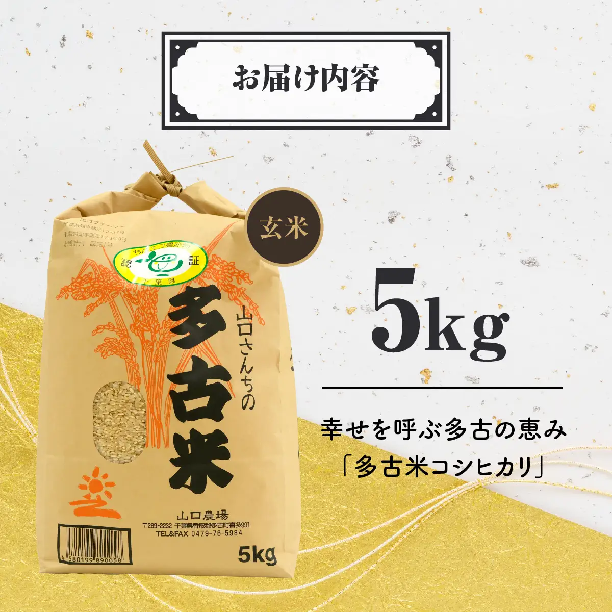 山口さんちの【令和7年産】多古米コシヒカリ(玄米)5kg_ 玄米 米 こめ コメ   コシヒカリ 米 こしひかり 【配送不可地域：離島・沖縄県】TAKF045