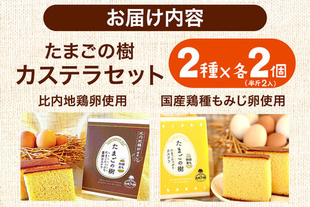 たまごの樹 比内・たまごカステラセット 2個（2種×各2個 半斤2ずつ入）