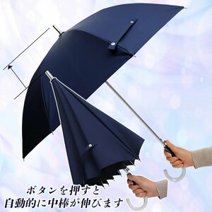 レディース 晴雨兼用傘 スライド長傘 完全遮光 サマーシールド 537501 日本製 ネイビー ／ まちづくり観光振興機構 UV防止 紫外線対策 奈良県 田原本町