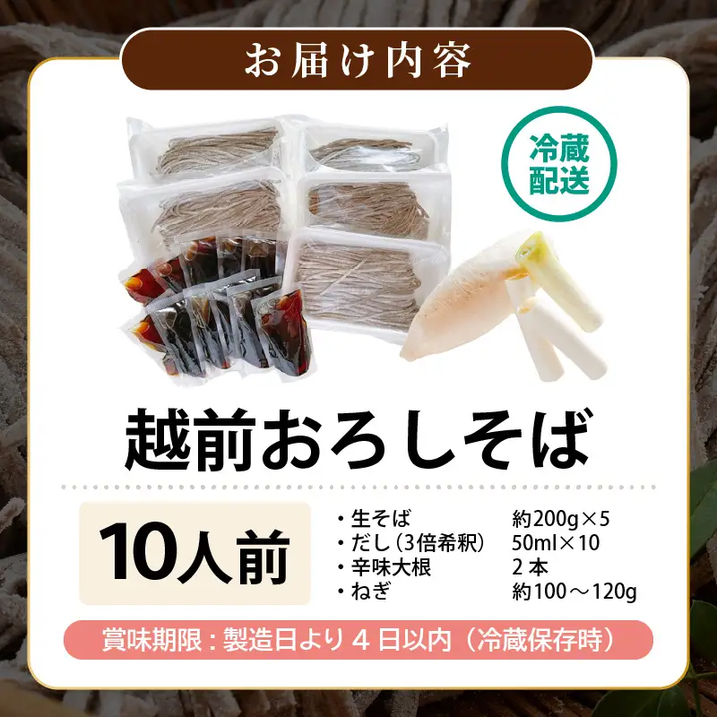 【年越し限定 】 越前おろしそば 生そば10人前（つゆ・ネギ・辛味大根付き） 「めん房新月亭」 冷蔵【蕎麦】 [e21-b001_12] 