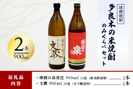 多良木の米焼酎のみくらべ 900ml×2本～球磨の泉・文蔵 015-0701