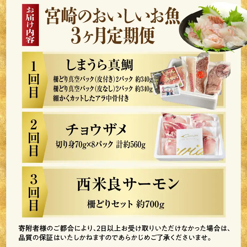 宮崎のおいしいお魚 3ヶ月定期便