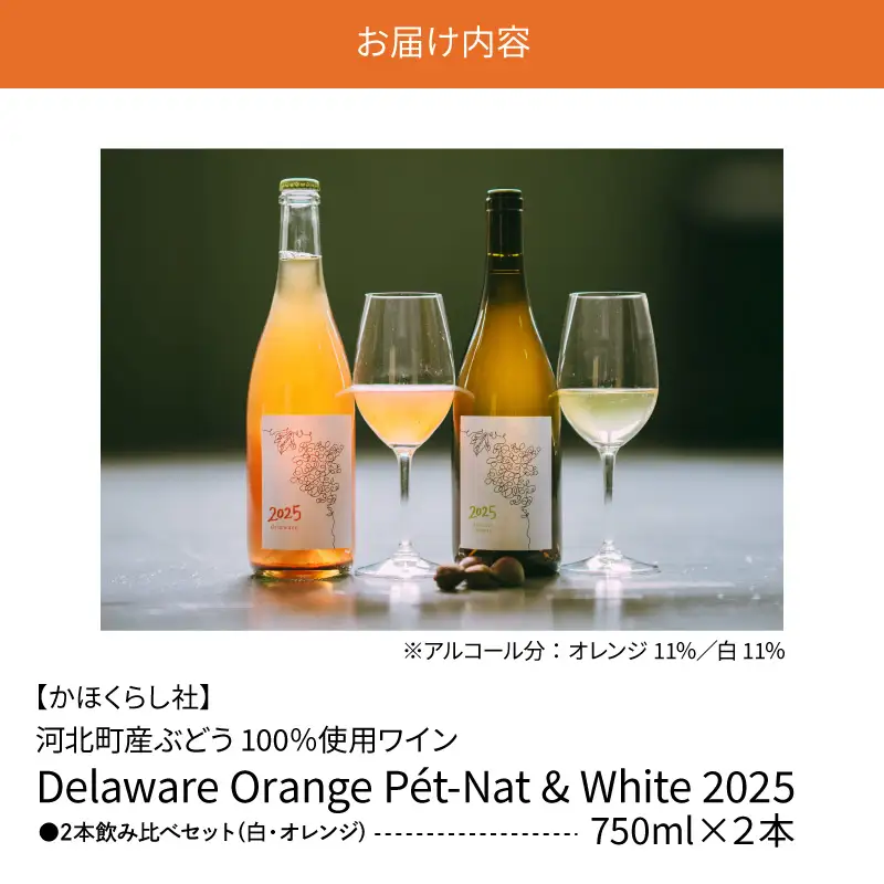 ワイン 2025 オレンジ白 2本飲み比べセット 各750ml ワイン