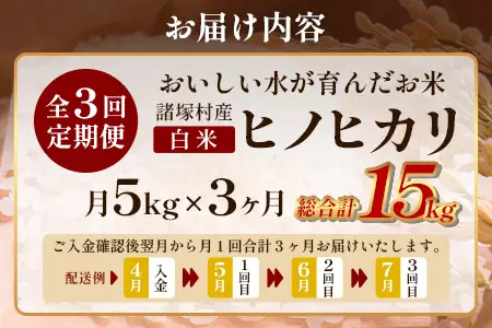 【先行予約】令和8年産 新米 ヒノヒカリ 定期便 5kg×3ヶ月【2026年11月より順次発送】｜白米 米 棚田米 精米 ご飯 白ご飯 毎月お届け 農事組合法人えしろ 宮崎県 諸塚村 ES-04