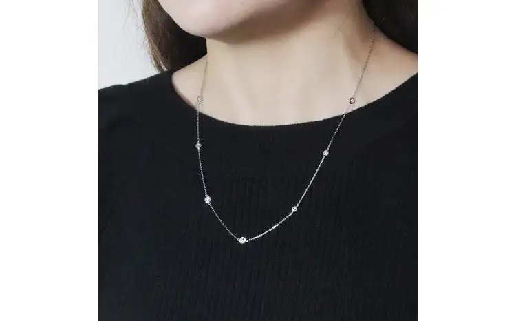 プラチナ　1.00ct　ダイヤモンドステーションネックレス 山梨県甲斐市 BQ-202