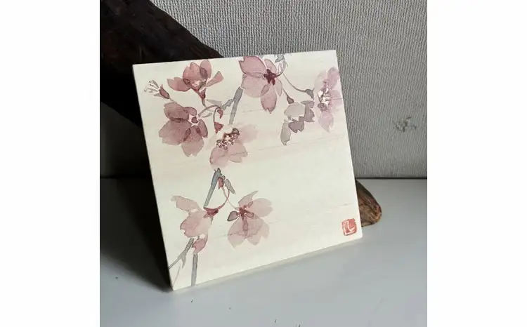 小さな襖絵　さくら 〈 絵画 アートパネル インテリア おしゃれ 壁掛け 桜 和 花 植物 自然 軽量 玄関 寝室 部屋 ピンク リビング  アート プレゼント ギフト  〉 さくら1 