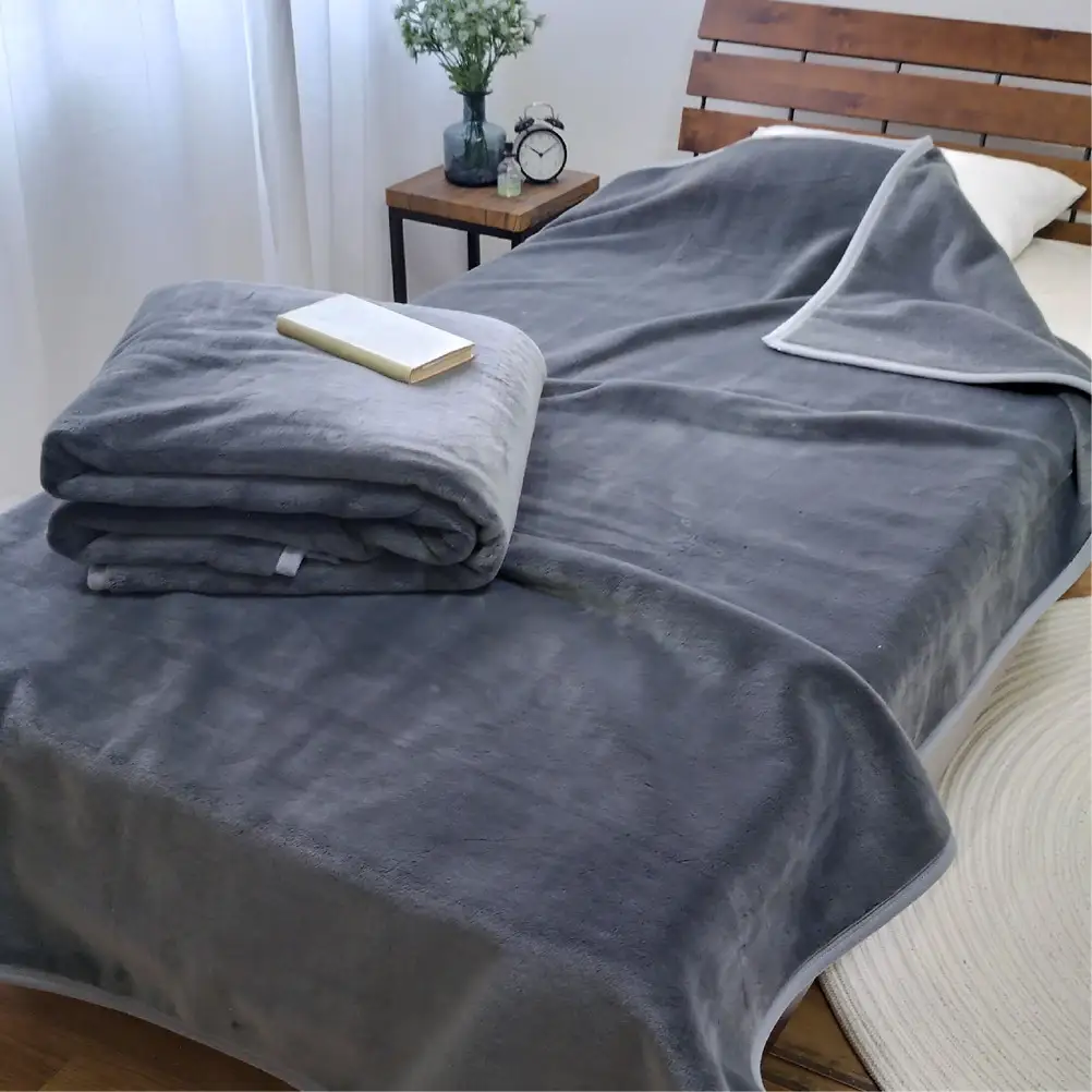 【2枚組】スーパーロングサイズ 洗える ふんわり軽量毛布 チャコール NM-1422-2P-CY