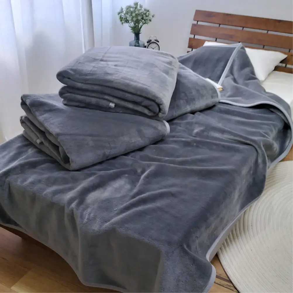 【4枚組】スーパーロングサイズ 洗える ふんわり軽量毛布 チャコール NM-1422-4P-CY