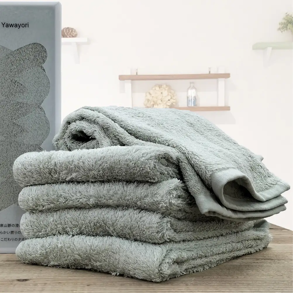 【フェイス6枚組】『贈り物に』ボックス入りオーガニックコットンタオル（33×100cm）やわよりF6-GR