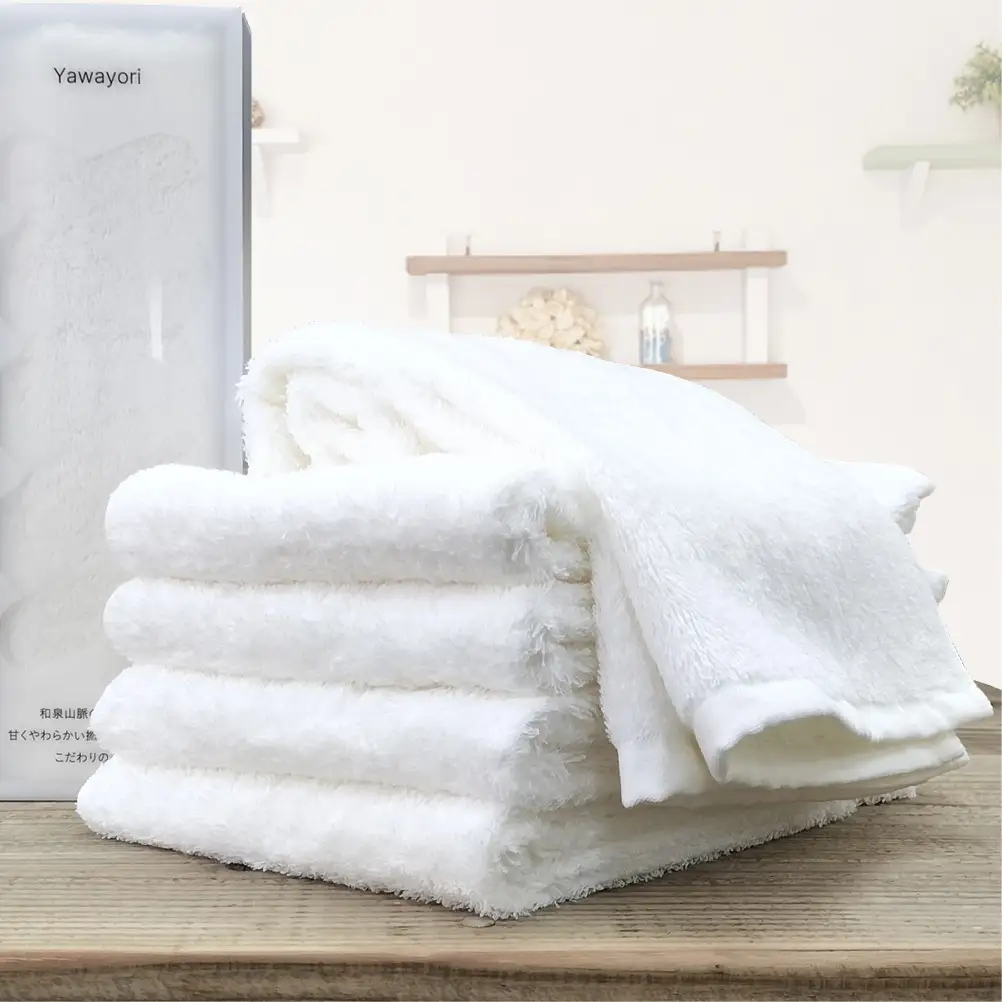 【フェイス6枚組】『贈り物に』ボックス入りオーガニックコットンタオル（33×100cm）やわよりF6-WH