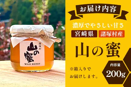 はちみつ 山の蜜 200g×1本 冷蔵｜国産 蜂蜜 百花蜜 ニホンミツバチ 希少 自然養蜂 瓶 もろっこはうす 宮崎県 諸塚村 MO-01
