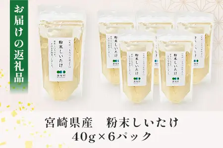 宮崎県産 粉末 しいたけ 40g×6P 計240g 常温｜国産 乾燥しいたけ 椎茸 調味料 出汁 椎茸茶 家庭用 チャック付 パウダー もろっこはうす 宮崎県 諸塚村 MO-13