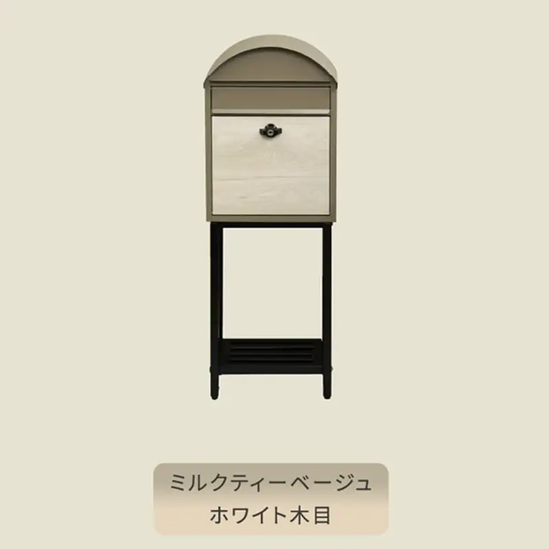 スタンドポスト Simon シモン【ミルクティーベージュ/ホワイト木目】《 ポスト 郵便ポスト 郵便受け スタンド 工事不要 玄関 屋外 シンプル おしゃれ 北欧デザイン 》【2505N16704_02】