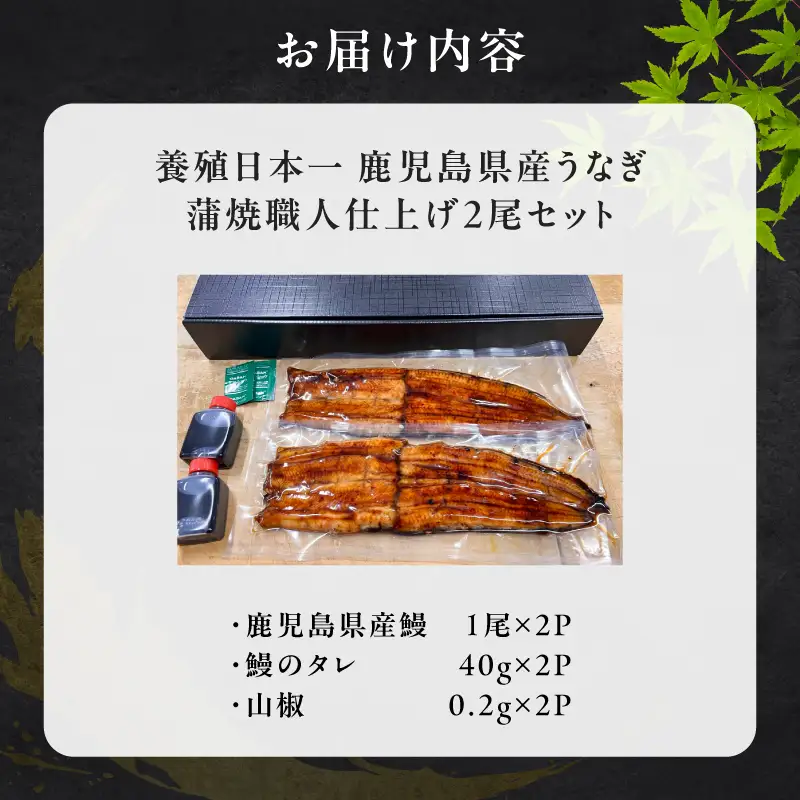 養殖日本一 鹿児島県産 うなぎ蒲焼職人仕上げ 2尾セット K399-001 ウナギ 蒲焼 養殖