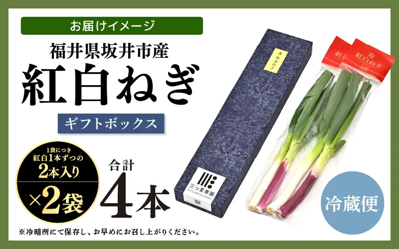 【先行予約】 期間限定 「紅白ねぎ」 紅ねぎと白ねぎ各1本 合計2本袋入り × 2袋 (合計4本) 【2026年12月上旬以降順次発送予定】 [A-2619]