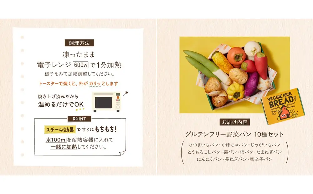 グルテンフリーもちもち野菜パン10種セット【084-001】