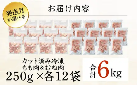 ＜2026年5月発送＞小分け＆パラパラ！宮崎県産鶏もも・むねカット合計6kg_K043-036-2605