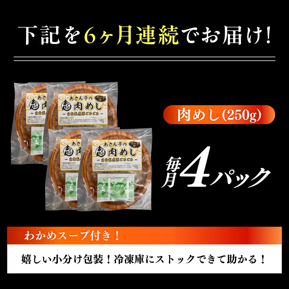 【6回定期便】 あきん亭 肉めし 4人前 瑞浪ボーノポーク使用 冷凍 瑞浪市 / 自家製 お取り寄せ[AZAA011]