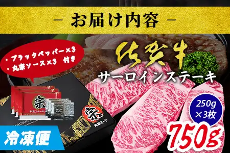 佐賀牛 サーロインステーキ 250g×3枚 計750g ブランド牛 ステーキ 精肉 D-298