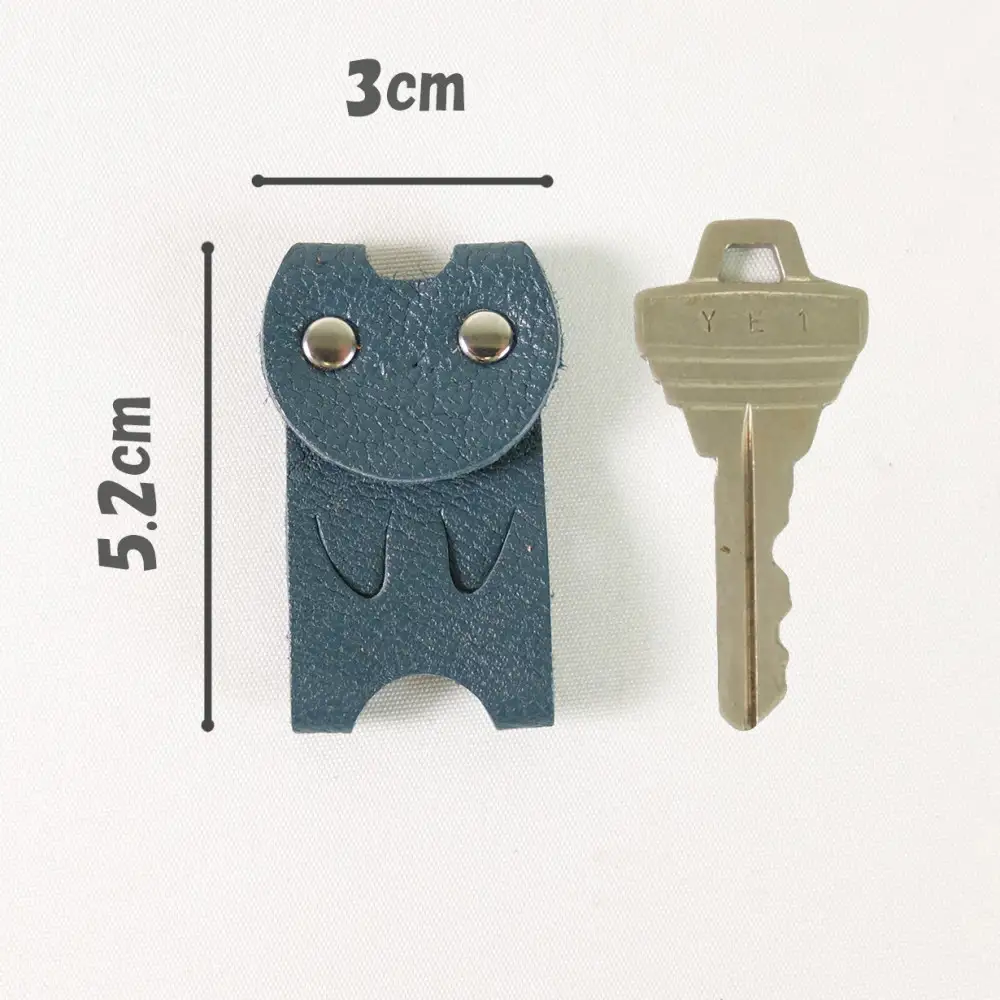 KUROKAWAカギ守猫ミニ miniキーカバー本革リング付きカラフル【ネイビー】