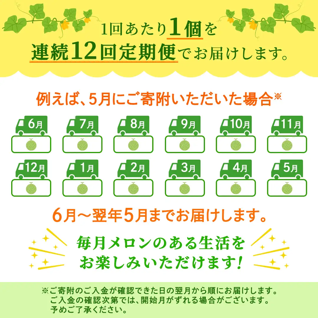 【定期便】 赤肉アールスメロン 1玉 × 12か月連続