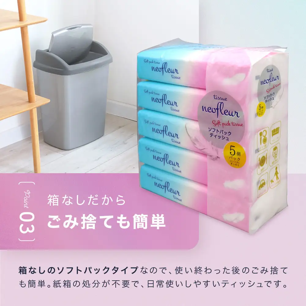 ソフトパックティッシュ　5個パック（コンパクト）×8セット(40個） ティッシュ