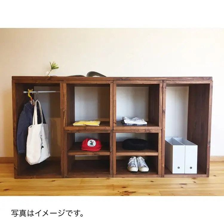 木製収納ラック 『オープンボックス』（脚 無し／カラー：ウォルナット、四隅の角 標準加工） │パイン材 ハンドメイド WoodPark 和歌山県美浜町