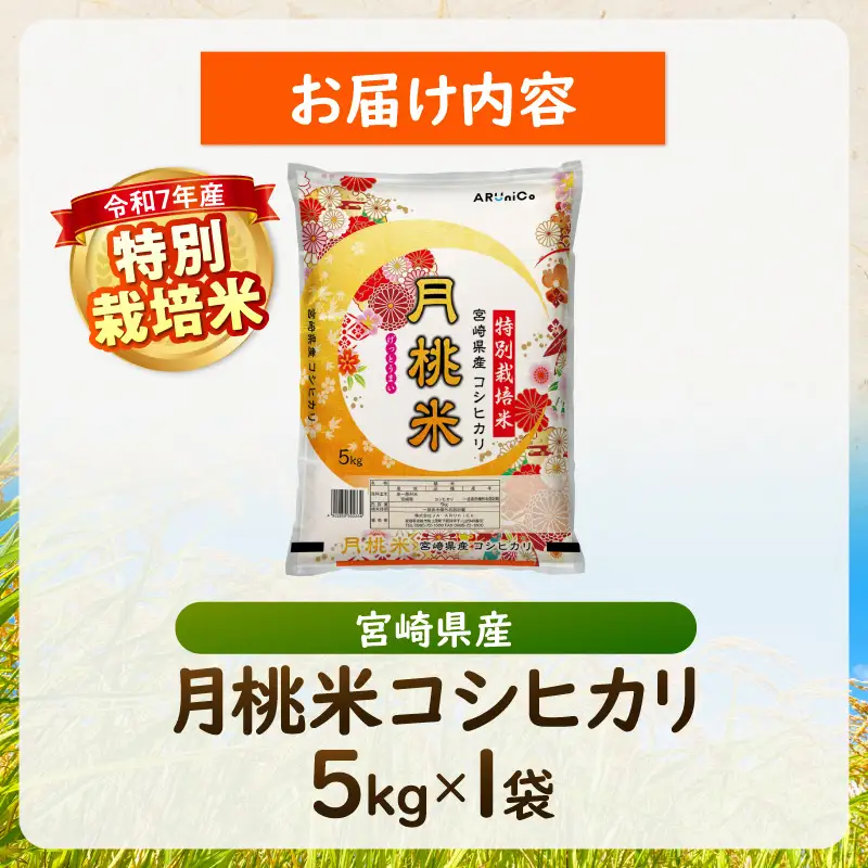 《令和7年産》特別栽培米 宮崎県産月桃米コシヒカリ お米 米 白米