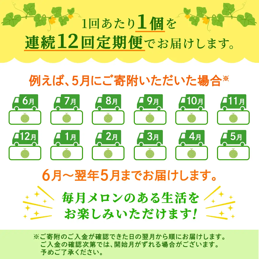 【定期便】 アールスメロン 1玉 × 12か月連続