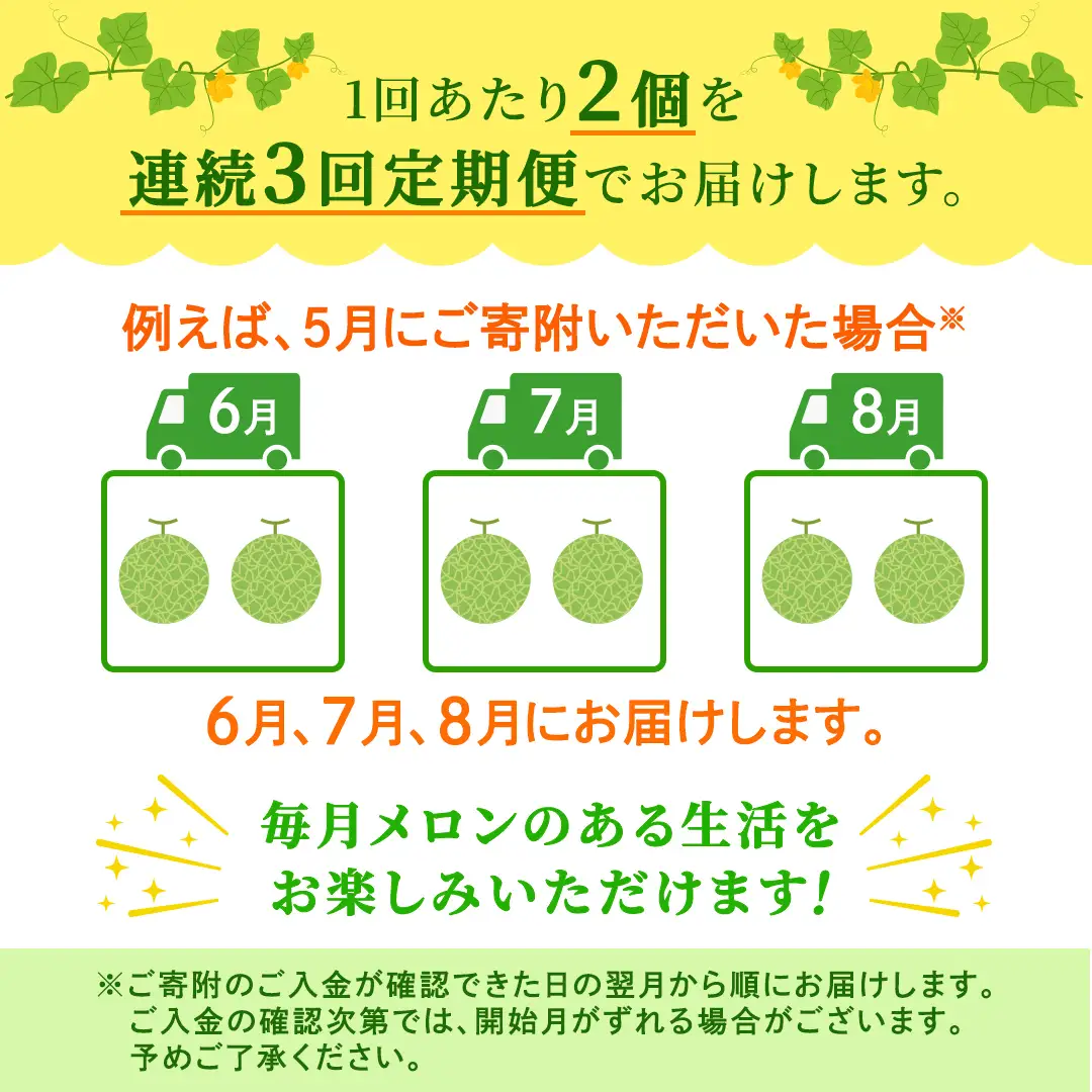【定期便】 アールスメロン 2玉 × 3か月連続