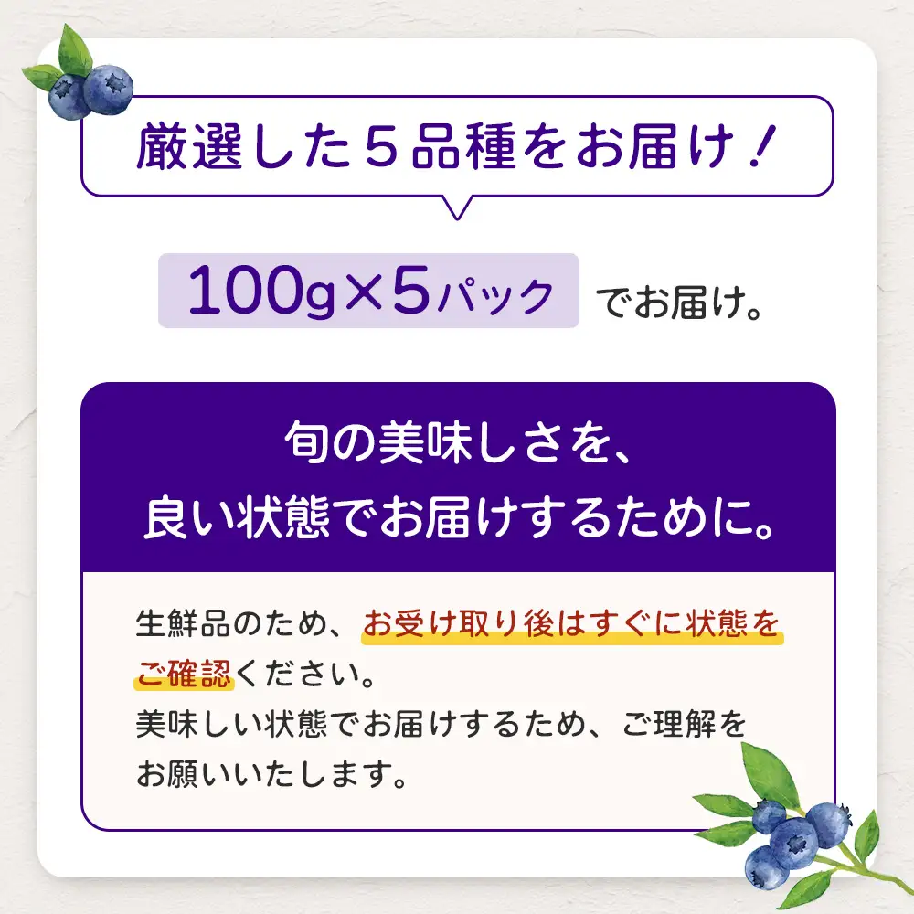 【期間限定】南大隅産 (生) ブルーベリー 食べ比べセット (5品種を1パックずつ) 100g×5P BO-2｜鹿児島県 南大隅町 旬 産地直送 果物 フルーツ くだもの 新鮮 農園 冷蔵 本土最南端