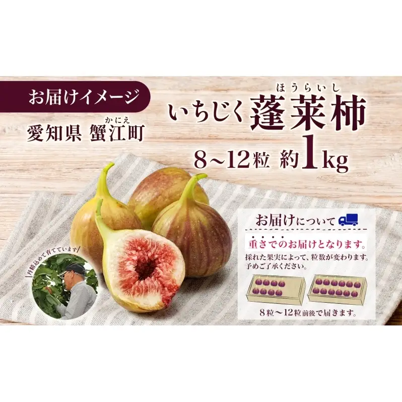 数量限定 いちじく 蓬莱柿 ほうらいし 約1kg 8粒～12粒 朝穫れ 果物 フルーツ 無花果 イチジク 愛知県産 デザート おやつ 食後 朝採り 産地直送 お取り寄せ 送料無料 名古屋西青果 愛知県 蟹江町