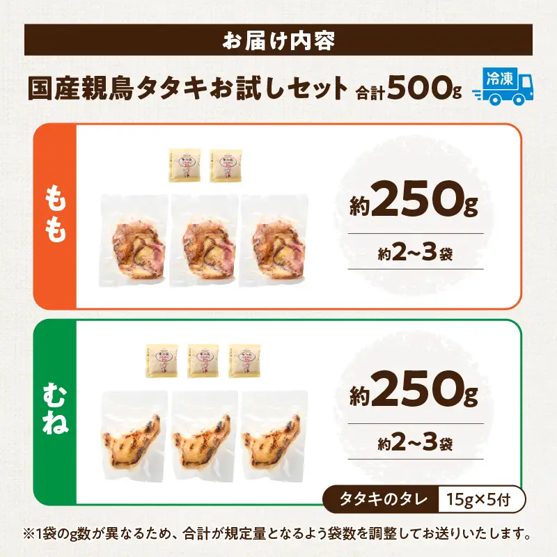 国産親鳥 タタキセット お試しセット【約500g】_b0989_it_may
