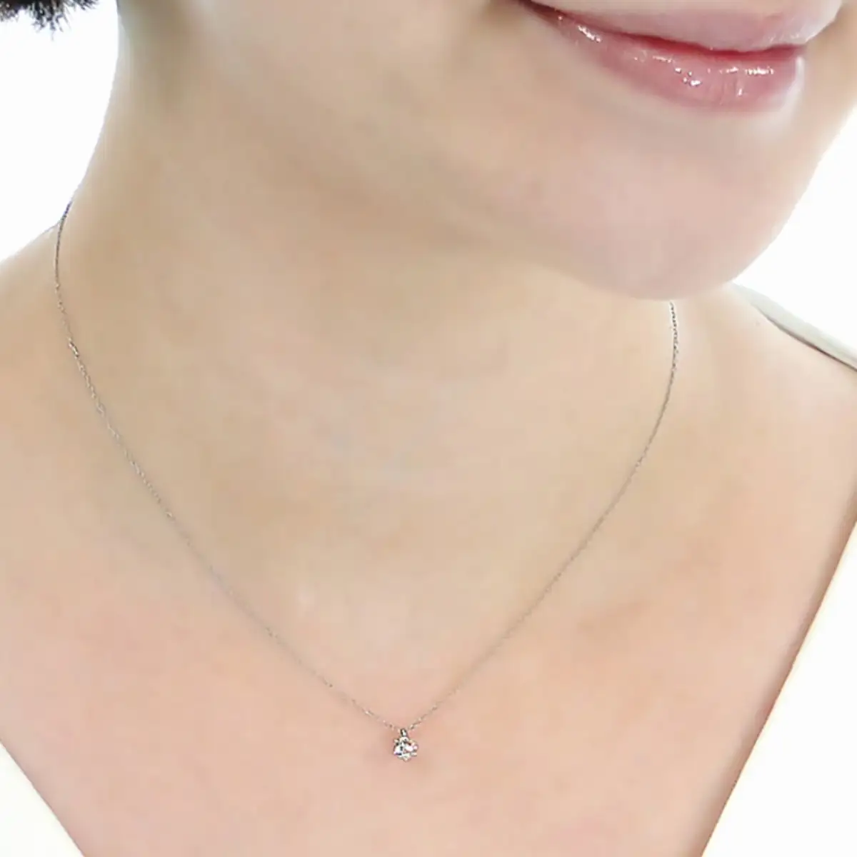 Pt950【0.20ct】6本爪一粒ダイヤモンドペンダントネックレス EmN0171