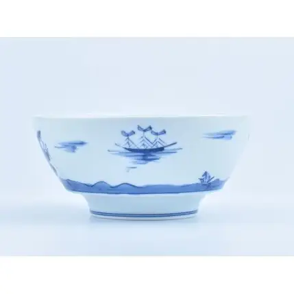 有田焼 究極のラーメン鉢ペア（レンゲ付）異人絵【まるぶん】食器 器 うつわ 磁器 陶磁器 麺鉢 ラーメン鉢 丼 丼ぶり どんぶり ペア 染付 手描き モダン A55-171