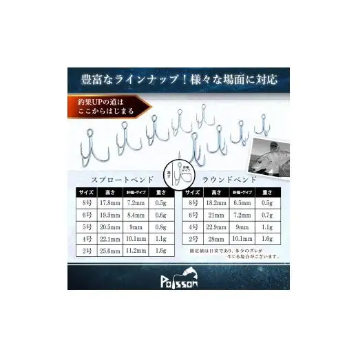 Poisson（ポアソン）ソルト専用 トレブルフック トリプルフック