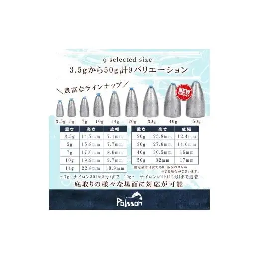 Poisson（ポアソン）チューブ入りバレットシンカー 50g×10個