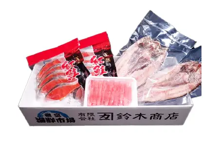 天然紅鮭10切、甘口たらこ200g、開きほっけ2枚 A-14045