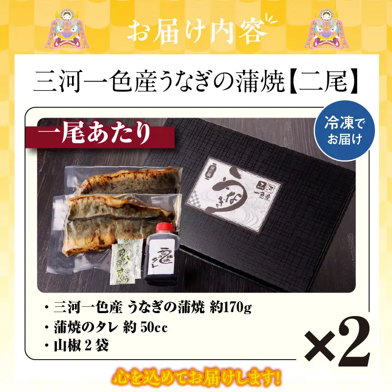 【土用の丑の日までにお届け】三河一色産うなぎの蒲焼２尾_47-318-1-d