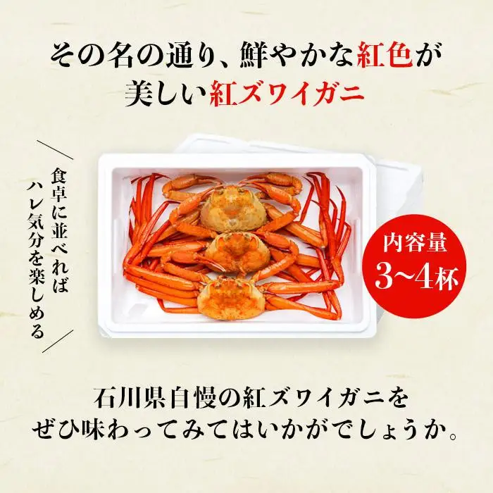 2027年1月発送【訳あり】金沢港より直送！ボイル紅ズワイガニ 3～4杯セット かに 蟹