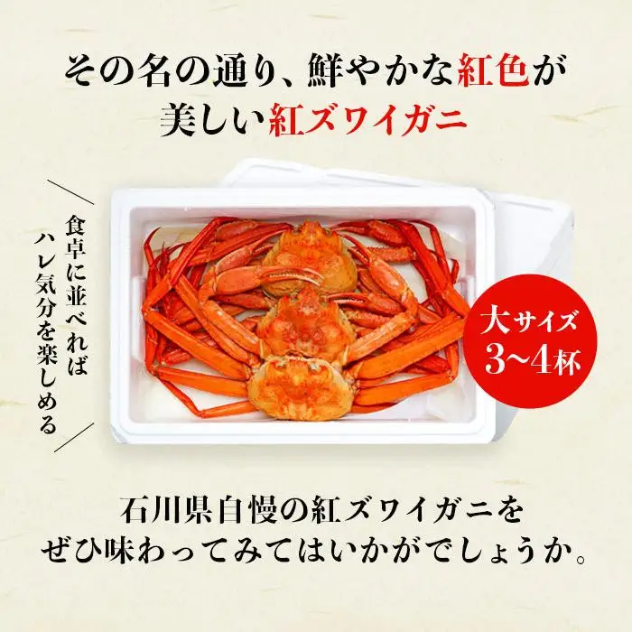 2027年2月発送【訳あり】金沢港より直送！ボイル紅ズワイガニ 大サイズ3～4杯セット かに 蟹