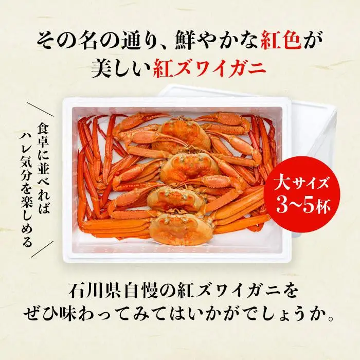 2027年2月発送【訳あり】金沢港より直送！ボイル紅ズワイガニ 大サイズ3～5杯セット かに 蟹