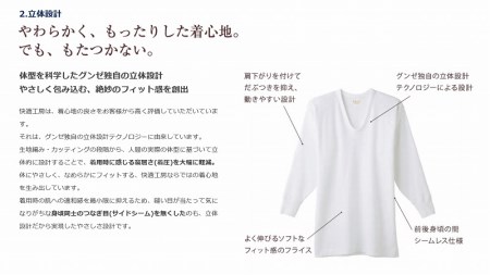 【グンゼ 快適工房】半袖肌着 男性用 V首 ホワイト Lサイズ（3枚セット）　012-H-GZ001-VL